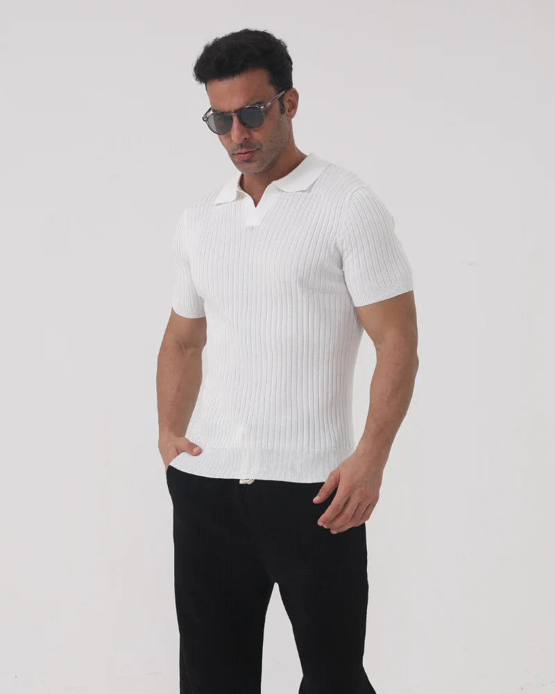 FINE RIBBED POLO